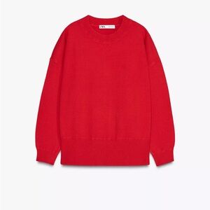 Zara plain knit sweater in red